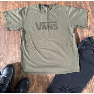 Vans Olive Green Tonal Logo T Shirt Skate Streetwear Since 1966 Tee